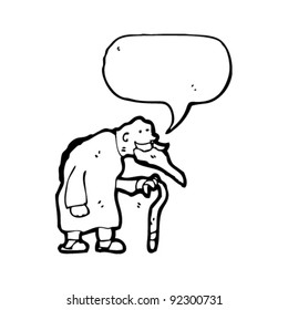old man with walking stick cartoon