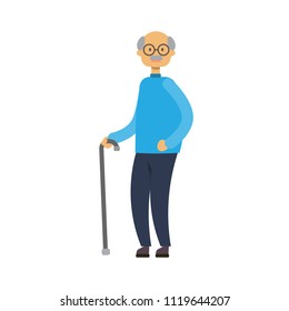 Old Man Glasses Walkins Cane Vector Stock Vector (Royalty Free) 351017879