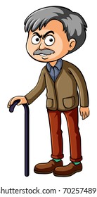 Old Man Walking Stick Illustration Stock Vector (Royalty Free ...