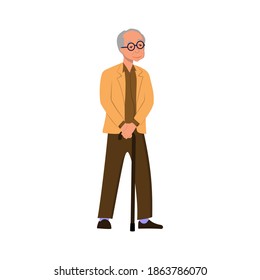 Senior Asian Man Cartton Character Wearing Stock Vector (royalty Free 