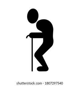 Old man  and walking stick vector illustration   isolated