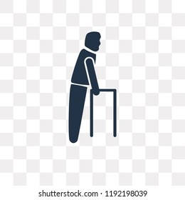 Old Man Walking vector icon isolated on transparent background, Old Man Walking transparency concept can be used web and mobile