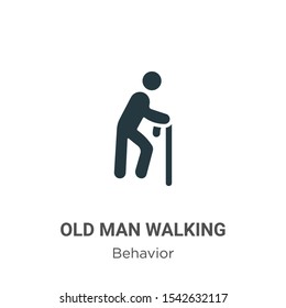 Old man walking vector icon on white background. Flat vector old man walking icon symbol sign from modern behavior collection for mobile concept and web apps design.