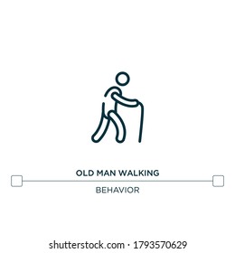 old man walking vector line icon. Simple element illustration. old man walking outline icon from behavior concept. Can be used for web and mobile
