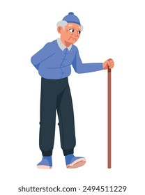 old man with walkins cane isolated