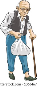 old man walks