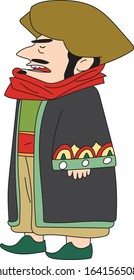 An old man walks, a man in old Arab clothes, a man talking, an old merchant