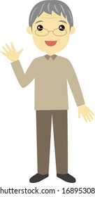 A old man waving / vector illustration