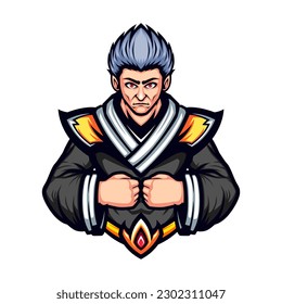Old Man Wearing Black Clothes Holding Anger Mascot