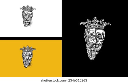 old man wearing crown vector outline design