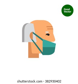Old man wearing mask