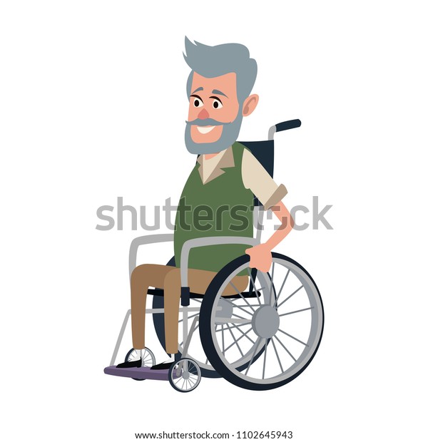 Old Man Wheelchair Stock Vector Royalty Free 1102645943
