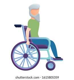 Old man in wheelchair icon. Cartoon of old man in wheelchair vector icon for web design isolated on white background