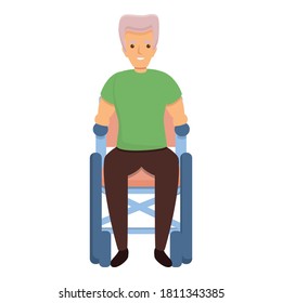 Old man in wheelchair icon. Cartoon of old man in wheelchair vector icon for web design isolated on white background