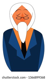 Old man with white beard vector or color illustration