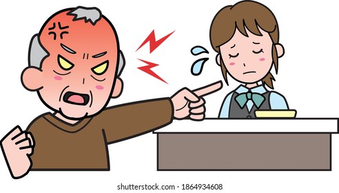 An Old Man Who Gets Angry At A Woman At The Counter At A Bank