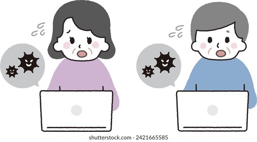 An old man who is in trouble because his computer is infected with a virus.