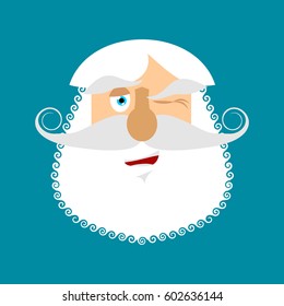 Old man winks Emoji. senior with gray beard face happy emotion isolated