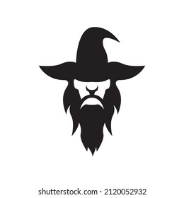 old man witch long beard logo design, vector graphic symbol icon illustration