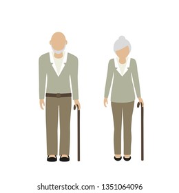 old man and woman character grandpa and grandma isolated on white background vector illustration EPS10
