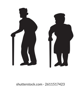 old man and old woman silhouette design.