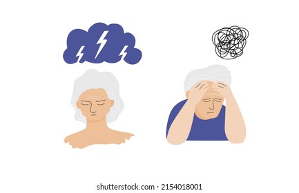Old man and old woman with stress and anxiety.