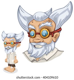 Old man in working clothes. Vector illustration.