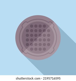 Old manhole icon flat vector. Sewer lid. Circle metal