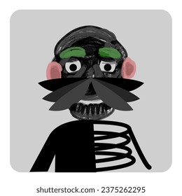 Old Man's Ghost for Halloween Concept. Old's man skeleton.