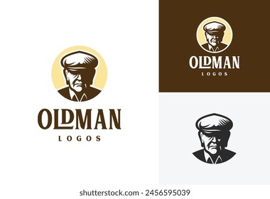 old man's head illustration logo