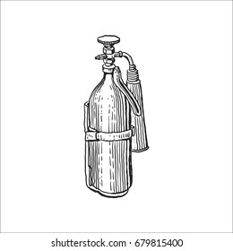 Old manual fire department urgent safe pressure system isolated . extinguisher