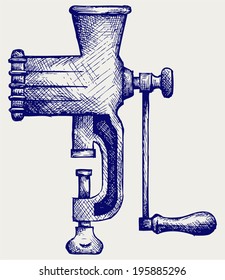 The old manual meat grinder. Doodle style