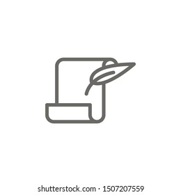 Old manuscript, feather icon. Element of theater icon. Thin line icon
