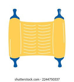 Old manuscript flat icon Symbol of jewish holiday Hanukkah. Vector illustration
