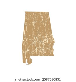 Old map of Alabama with grunge effect - vector illustration	