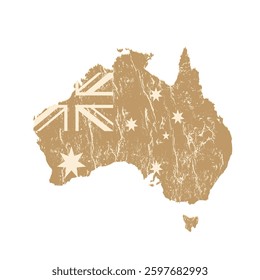Old map of Australia with grunge effect - vector illustration	