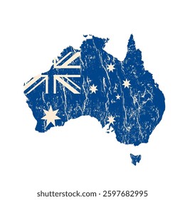 Old map of Australia with grunge effect - vector illustration	