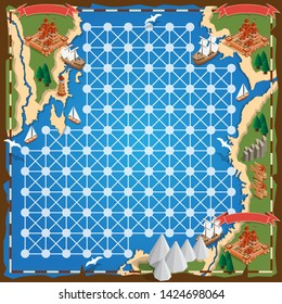 The old map. Board game. Vector illustration.