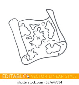 Old Map. Editable Line Icon. Stock Vector Illustration.