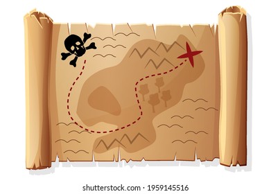 Alte Karte scrollen, Piraten-antike Schatzkarte für Spiel.