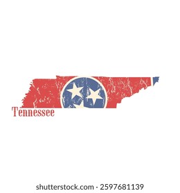 Old map of Tennessee with grunge effect - vector illustration	