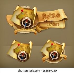 Old map, vector icon