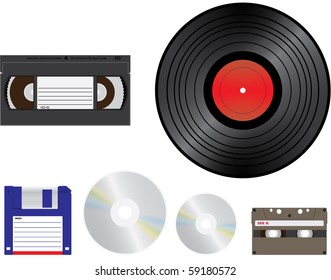 old media for recording / playback - illustration