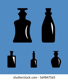 Old Medicine or Retro Wine Bottle Icon. Vintage Glass Flask Silhouette Bottle Isolated
