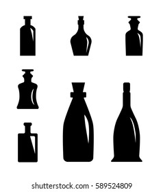 Old Medicine or Retro Wine Bottle Icon. Vintage Glass Flask Silhouette Bottle Isolated