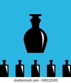 Old Medicine or Retro Wine Bottle Icon. Vintage Glass Flask Silhouette Bottle Isolated