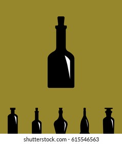 Old Medicine or Retro Wine Bottle Icon. Vintage Glass Flask Silhouette Bottle Isolated
