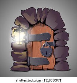 Old medieval door, vector art.