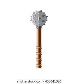 Old medieval iron mace isolated. Flat style, cartoon vector icon