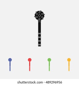 Old medieval iron mace isolated. Flat style, Simple vector icon